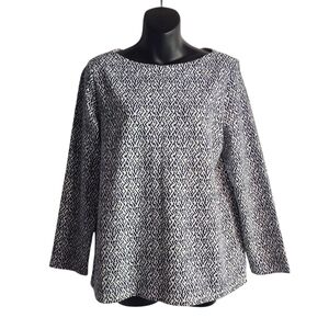 Rafaella Women's Blue White Longsleeve Crewneck Stretch Top Shirt Sz M NWT